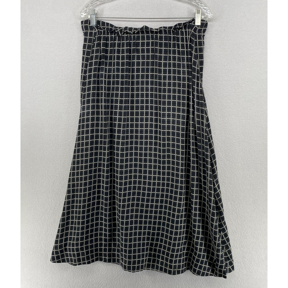 MAISON KITSUNE Skirt 36 A-Line Check Midi Button Front Viscose Black - Picture 3 of 12